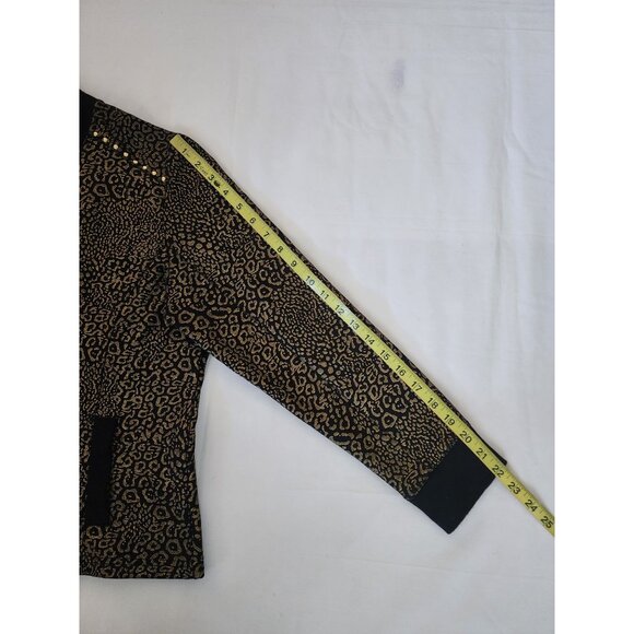 Rudy Rd. Women's Petite Metallic Studded Long Sleeve Jacket Black/Gold Size PL - Picture 11 of 12